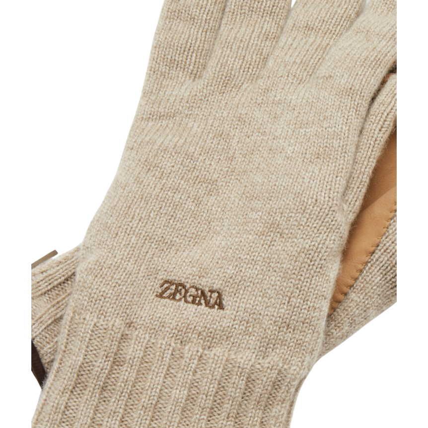 Gants ZEGNA Oasi Cashmere beige paume cuir