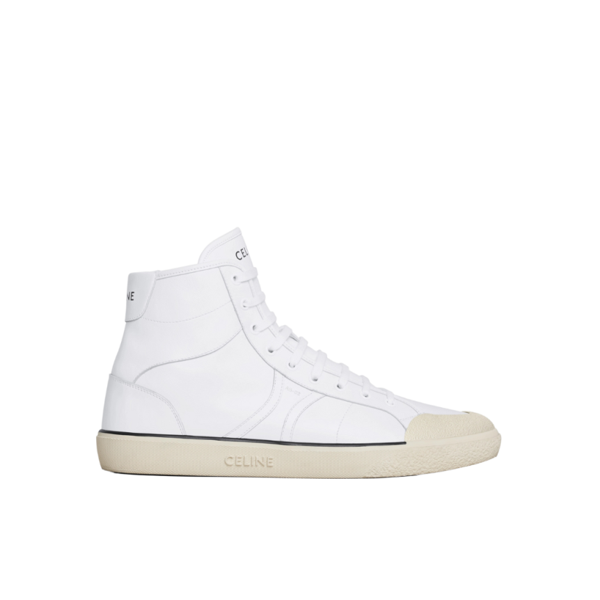 Baskets montantes CELINE Alan cuir blanc semelle écrue