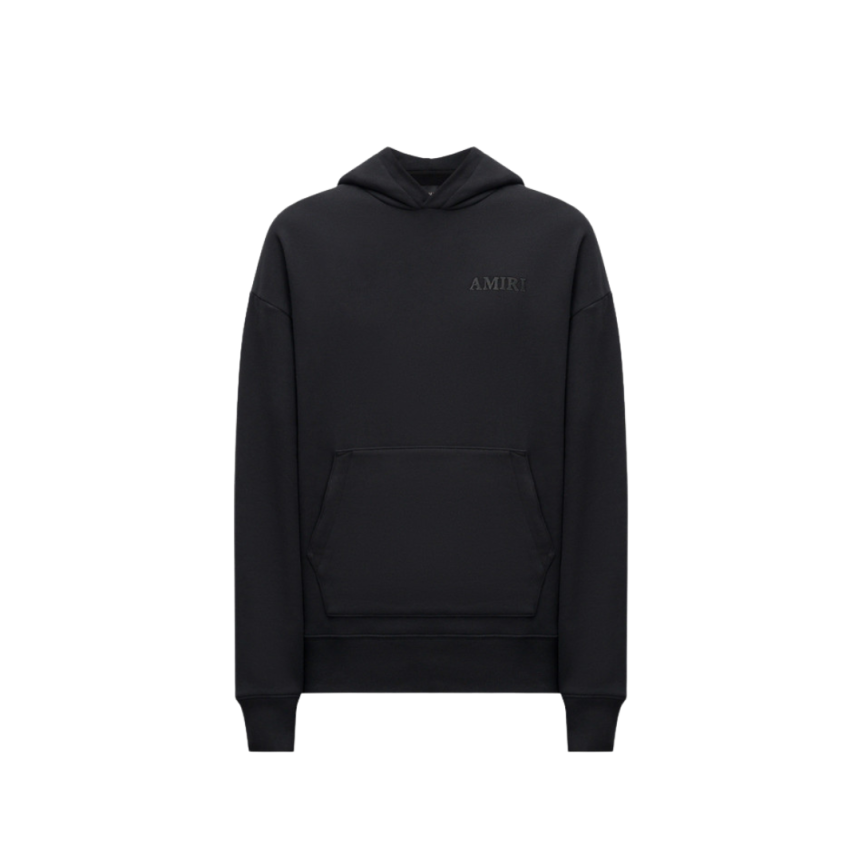 Sweat-shirt capuche AMIRI hoodie coton noir broderie logo ton sur ton