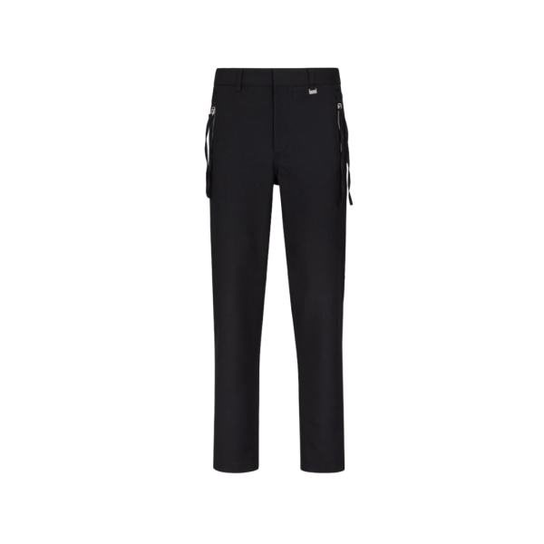 Pantalon slim FENDI coton noir poche zippée