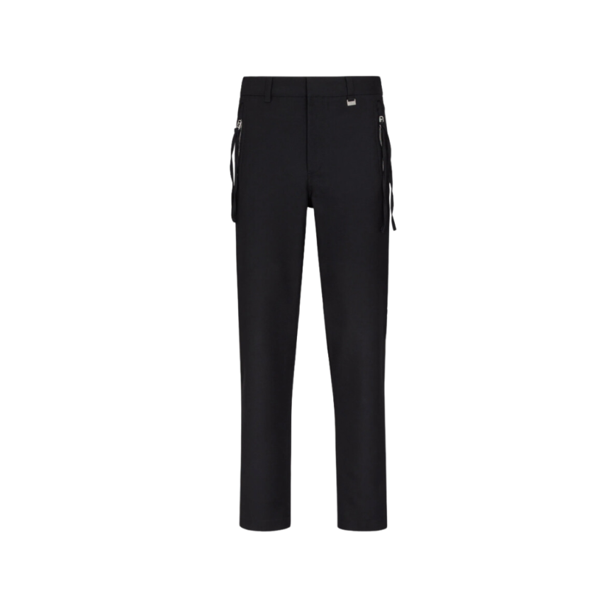 Pantalon slim FENDI coton noir poche zippée
