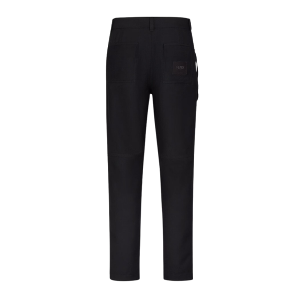 Pantalon slim FENDI coton noir poche zippée