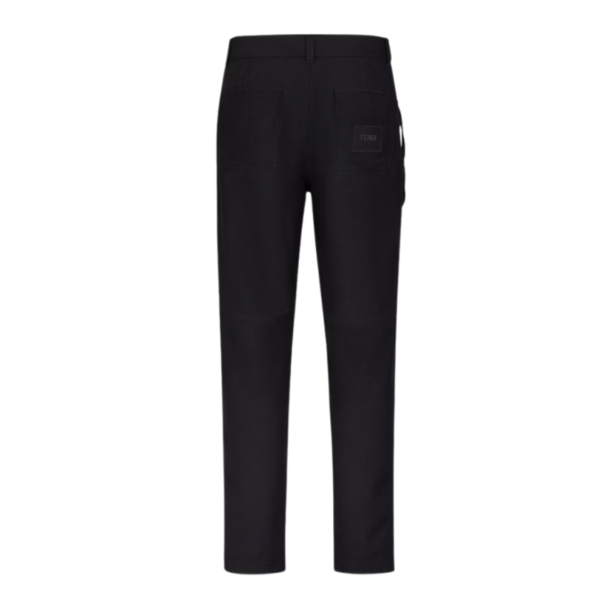 Pantalon slim FENDI coton noir poche zippée
