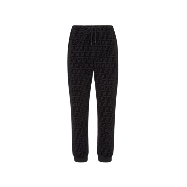 Pantalon de survêtement FENDI jogging coton noir velours FF noir