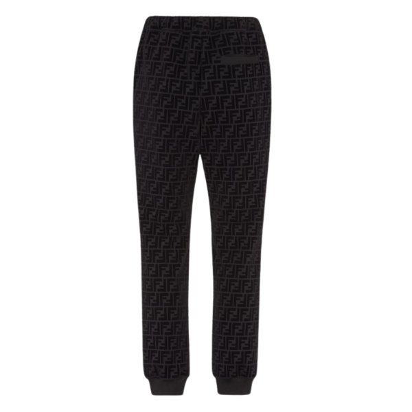 Pantalon de survêtement FENDI jogging coton noir velours FF noir