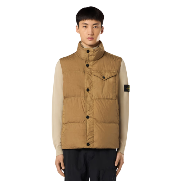 Doudoune gilet sans manche STONE ISLAND Crinkle nylon Biscuit