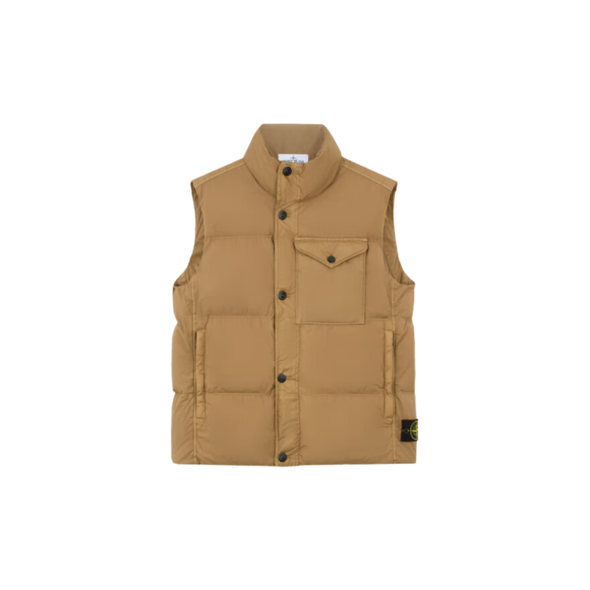 Doudoune gilet sans manche STONE ISLAND Crinkle nylon Biscuit