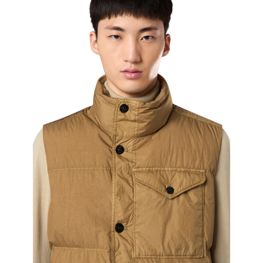 Doudoune gilet sans manche STONE ISLAND Crinkle nylon Biscuit