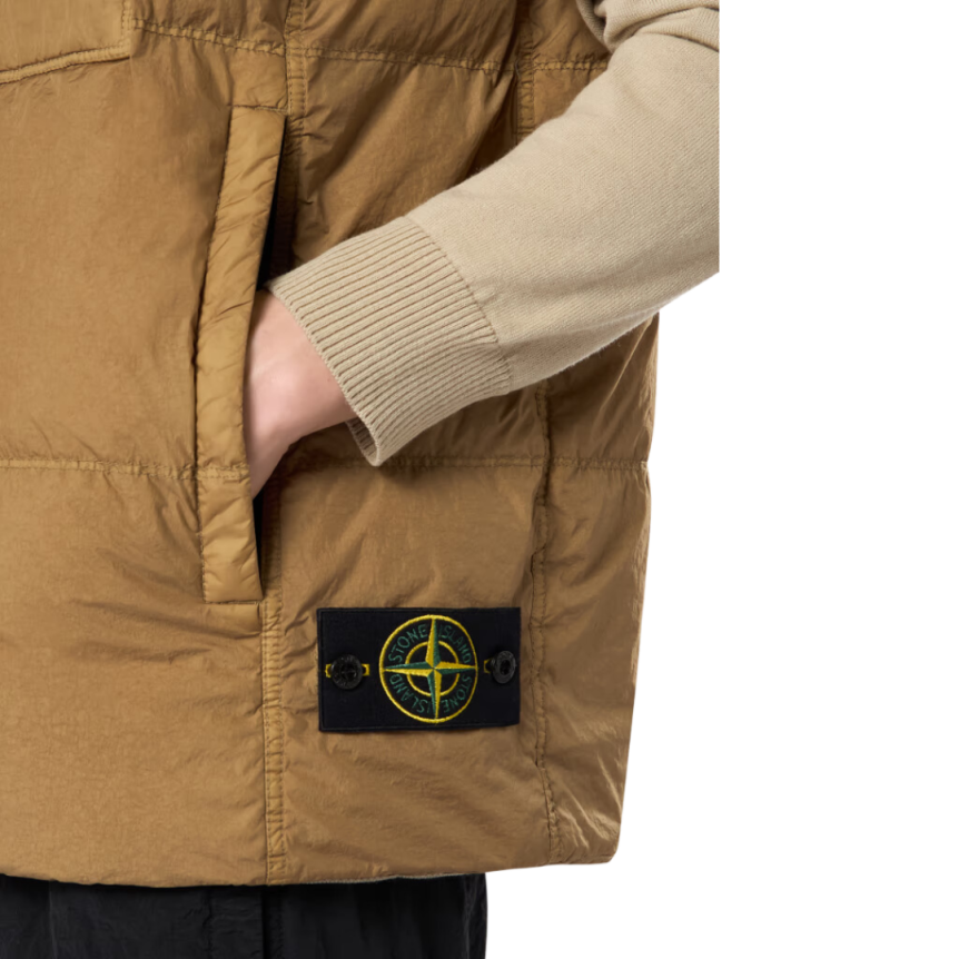 Doudoune gilet sans manche STONE ISLAND Crinkle nylon Biscuit