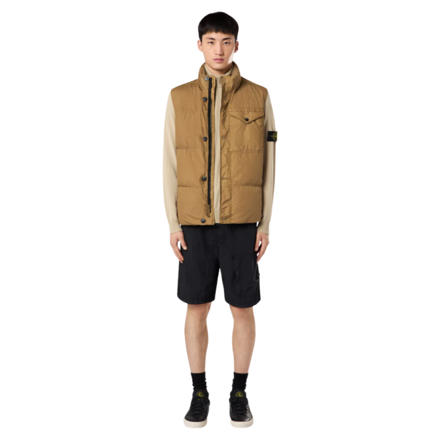 Doudoune gilet sans manche STONE ISLAND Crinkle nylon Biscuit