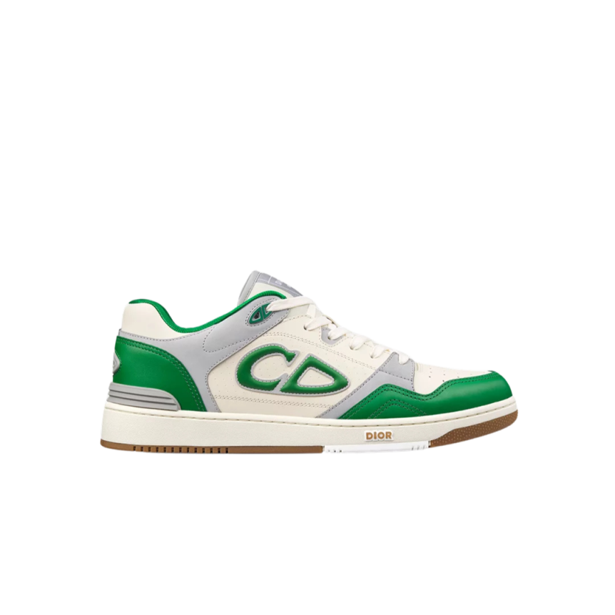 Baskets Sneakers DIOR B57 basses cuir veau blanc CD vert