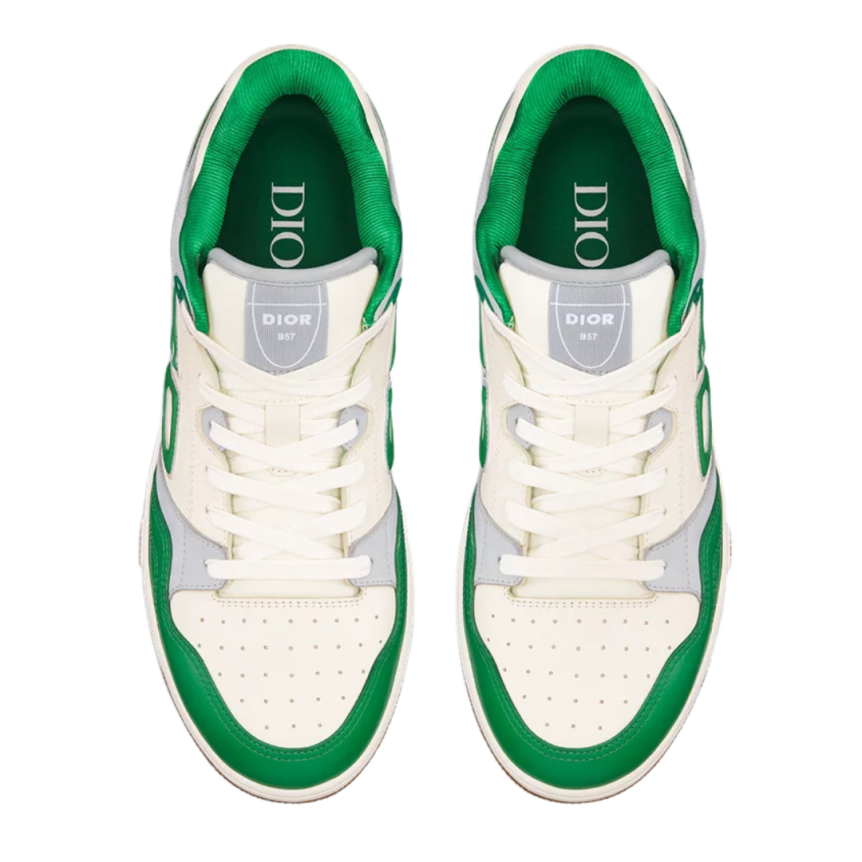 Baskets Sneakers DIOR B57 basses cuir veau blanc CD vert