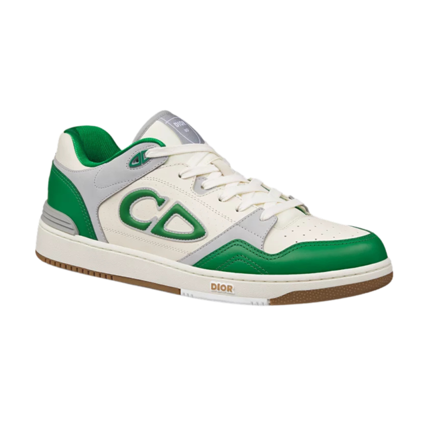 Baskets Sneakers DIOR B57 basses cuir veau blanc CD vert