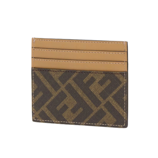 Porte cartes FENDI cuir motif FF marron tabac