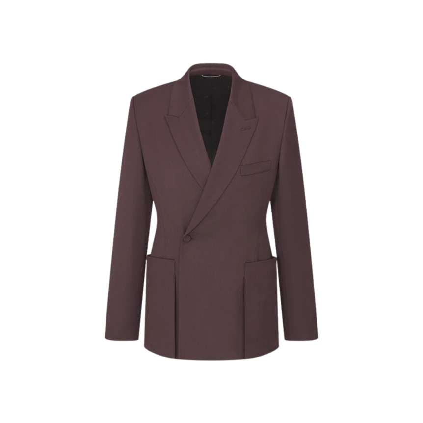 Veste DIOR fermeture oblique sergé laine bordeaux