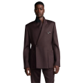 Veste fermeture oblique sergé laine bordeaux