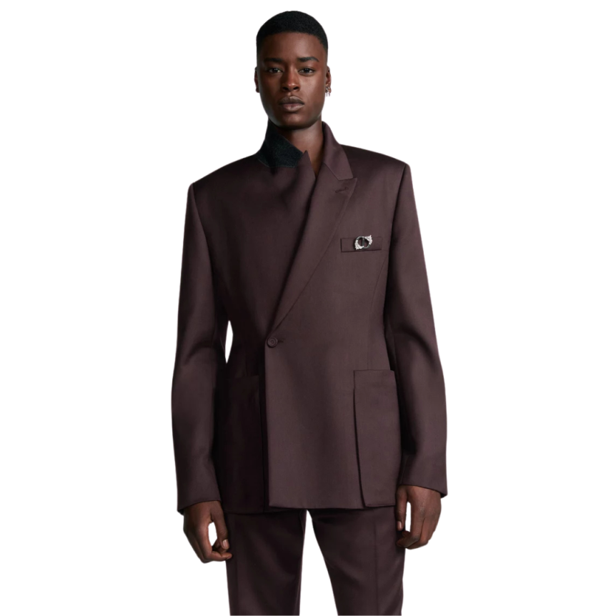 Veste DIOR fermeture oblique sergé laine bordeaux