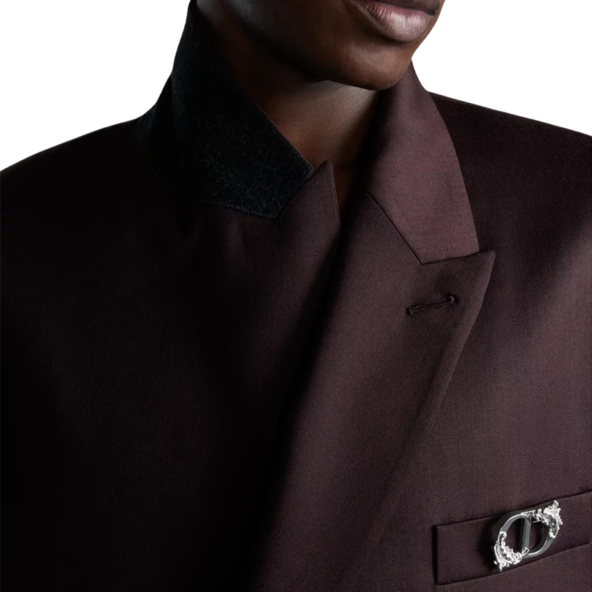 Veste DIOR fermeture oblique sergé laine bordeaux