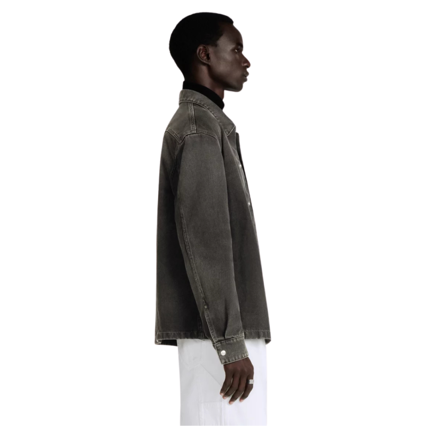 Surchemise DIOR denim sergé coton noir délavé plaque