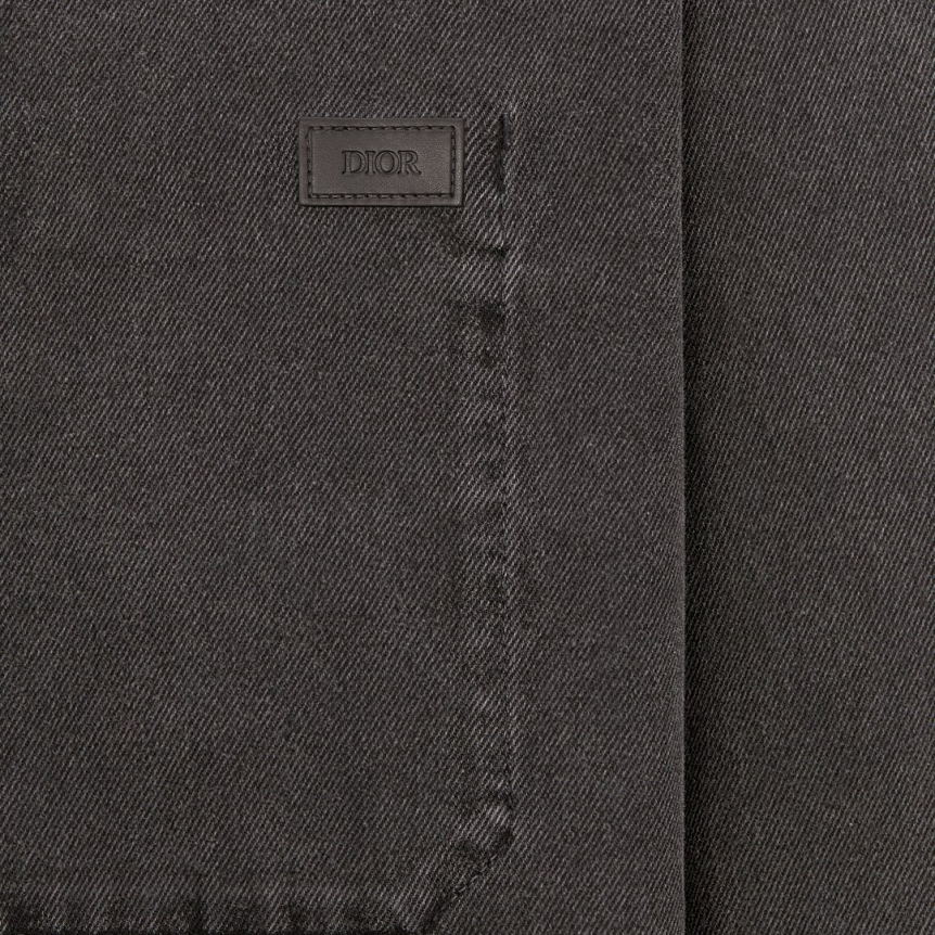 Surchemise DIOR denim sergé coton noir délavé plaque