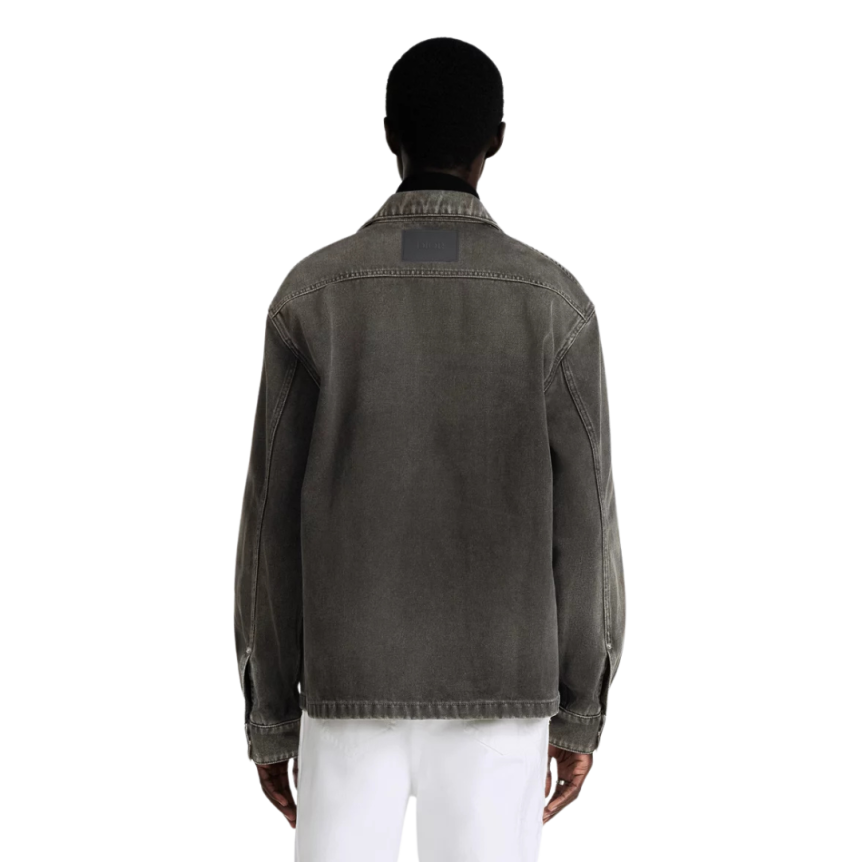 Surchemise DIOR denim sergé coton noir délavé plaque