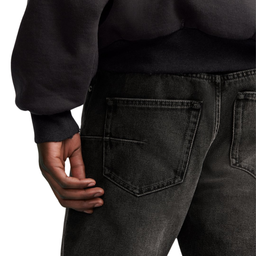 Jean droit DIOR denim sergé coton gris délavé plaque logo