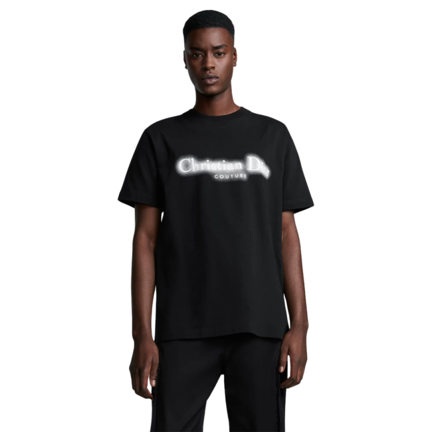T-shirt coupe relax DIOR jersey coton noir logo phosphorescent