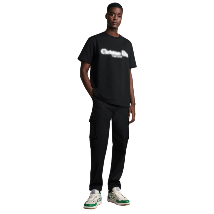 T-shirt coupe relax DIOR jersey coton noir logo phosphorescent