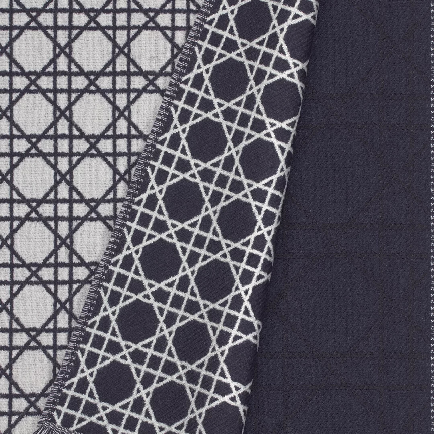 Écharpe DIOR Cannage rayures laine bleu marine gris blanc
