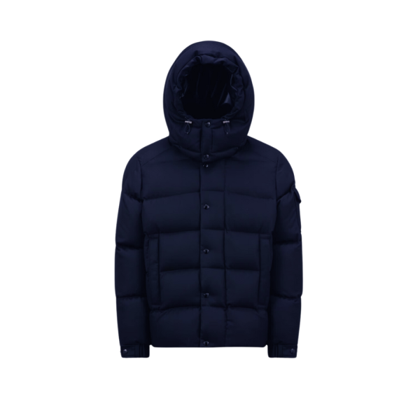 Doudoune courte MONCLER Vezere flanelle bleu marine