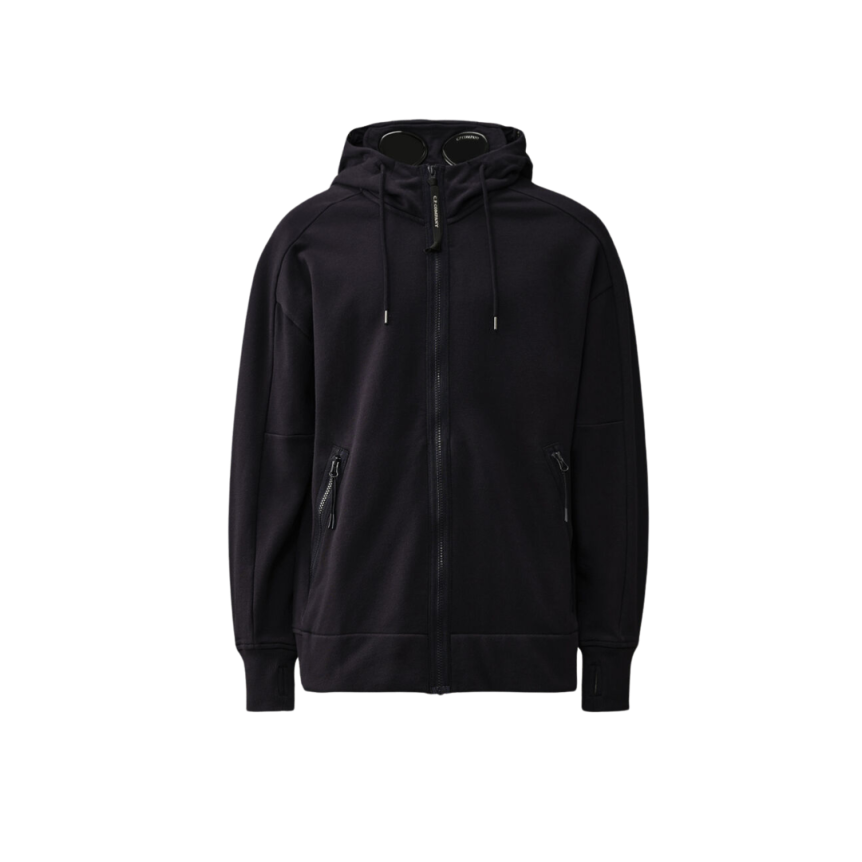 Cardigan Sweat-shirt zippé CP COMPANY polaire bleu marine capuche lunettes