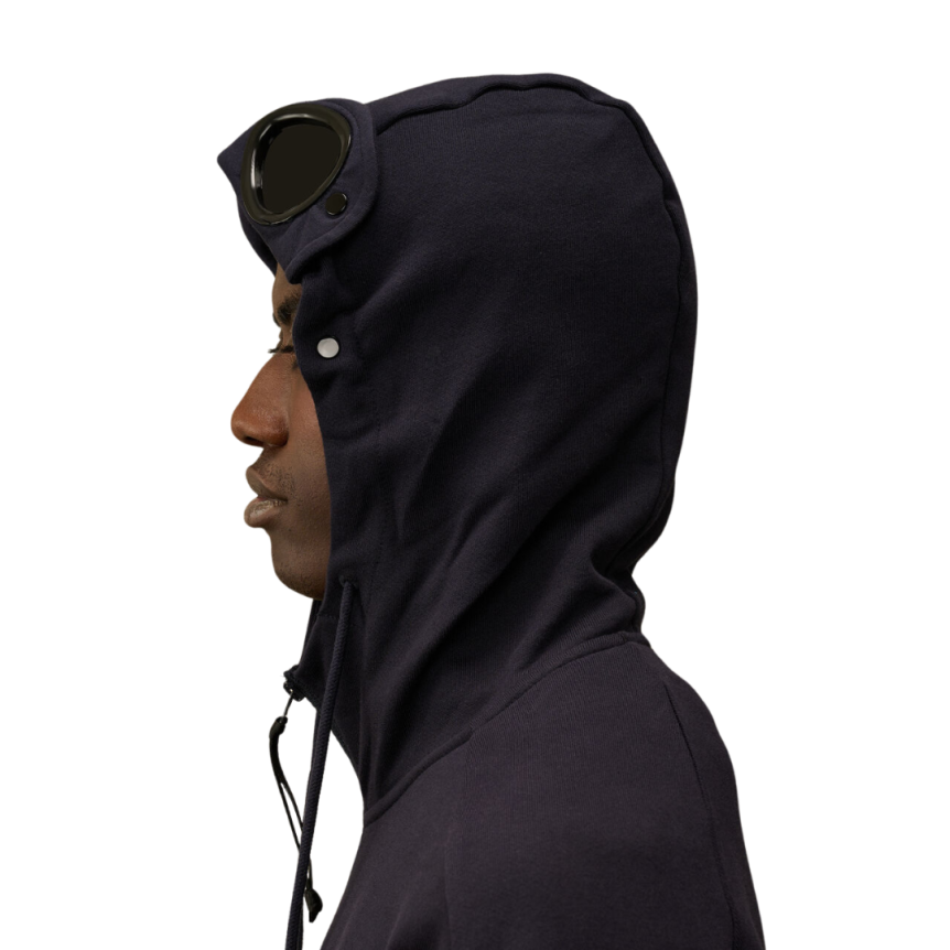 Cardigan Sweat-shirt zippé CP COMPANY polaire bleu marine capuche lunettes