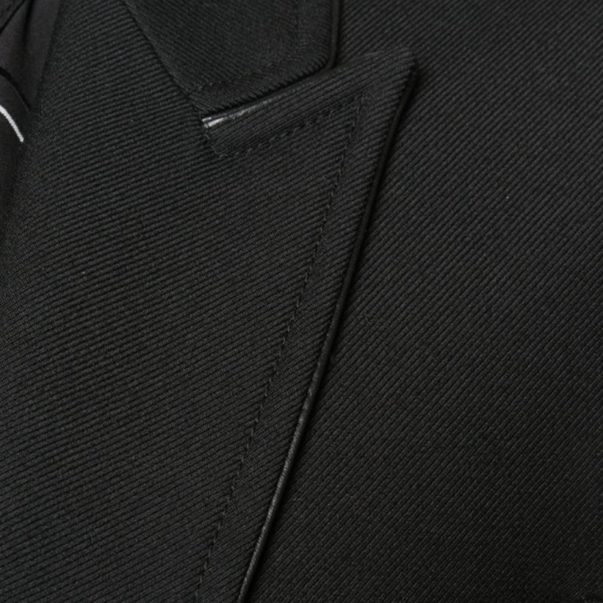 Blazer SAINT LAURENT Laine vierge col flèche Gance cuir Noir