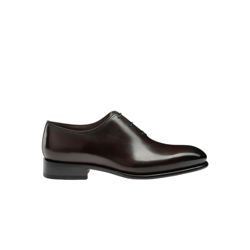 Derbie SANTONI Richelieu cuir patiné marron foncé