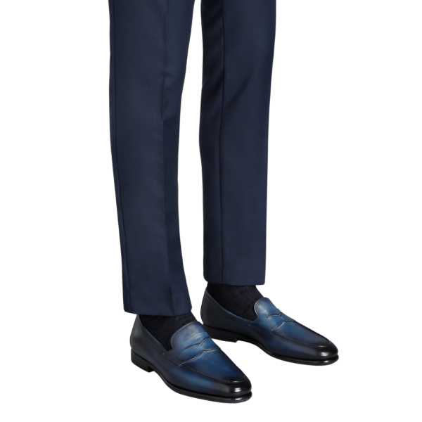 Mocassin SANTONI Carlo cuir bleu marine