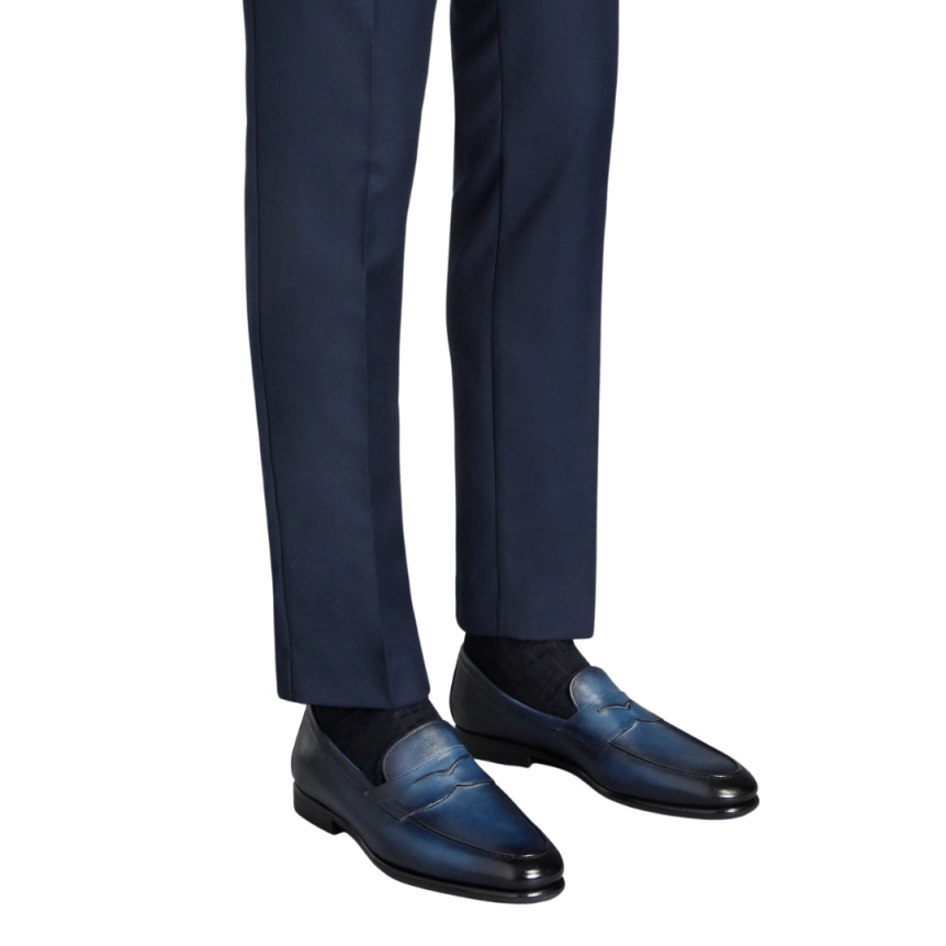 Mocassin SANTONI Carlo cuir bleu marine