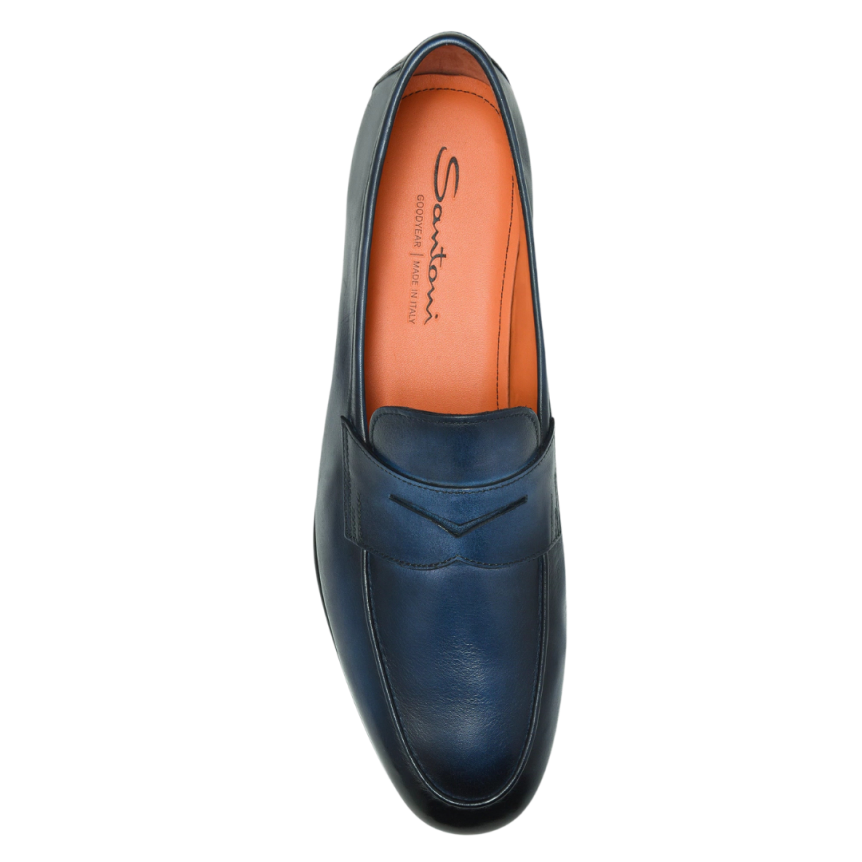 Mocassin SANTONI Carlo cuir bleu marine