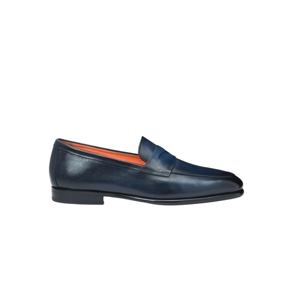 Mocassin SANTONI Carlo cuir bleu marine