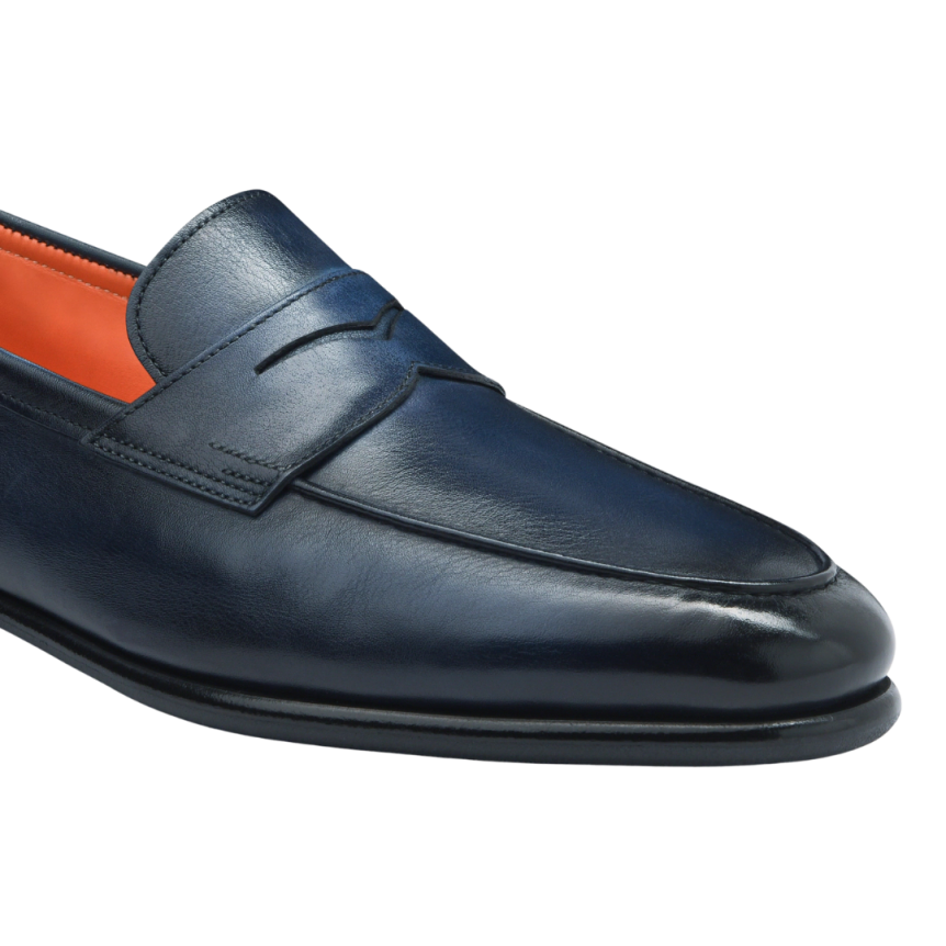 Mocassin SANTONI Carlo cuir bleu marine