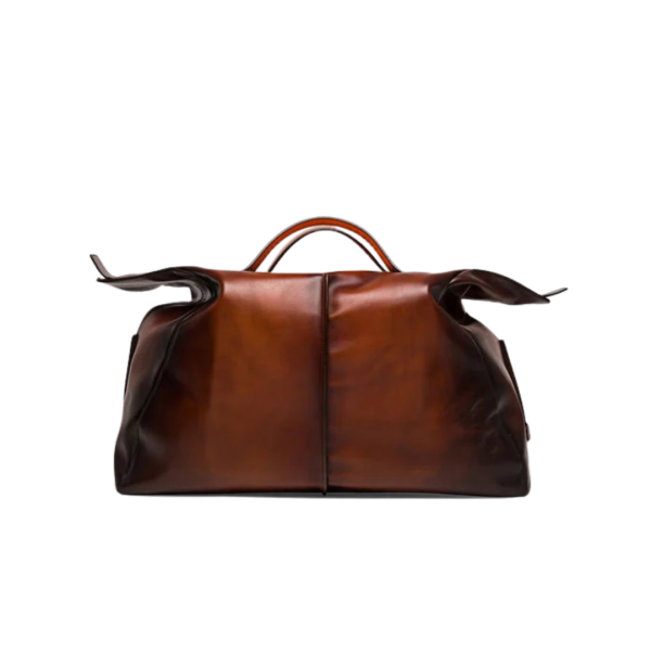 Sac de voyage SANTONI 48h cuir patiné marron