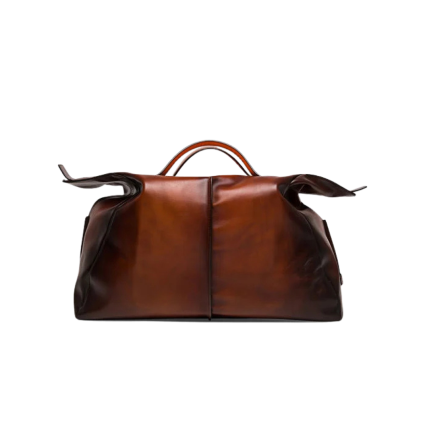 Sac de voyage SANTONI 48h cuir patiné marron