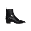 Boots Western Chelsea cuir lézard noir bout métal boucle argent
