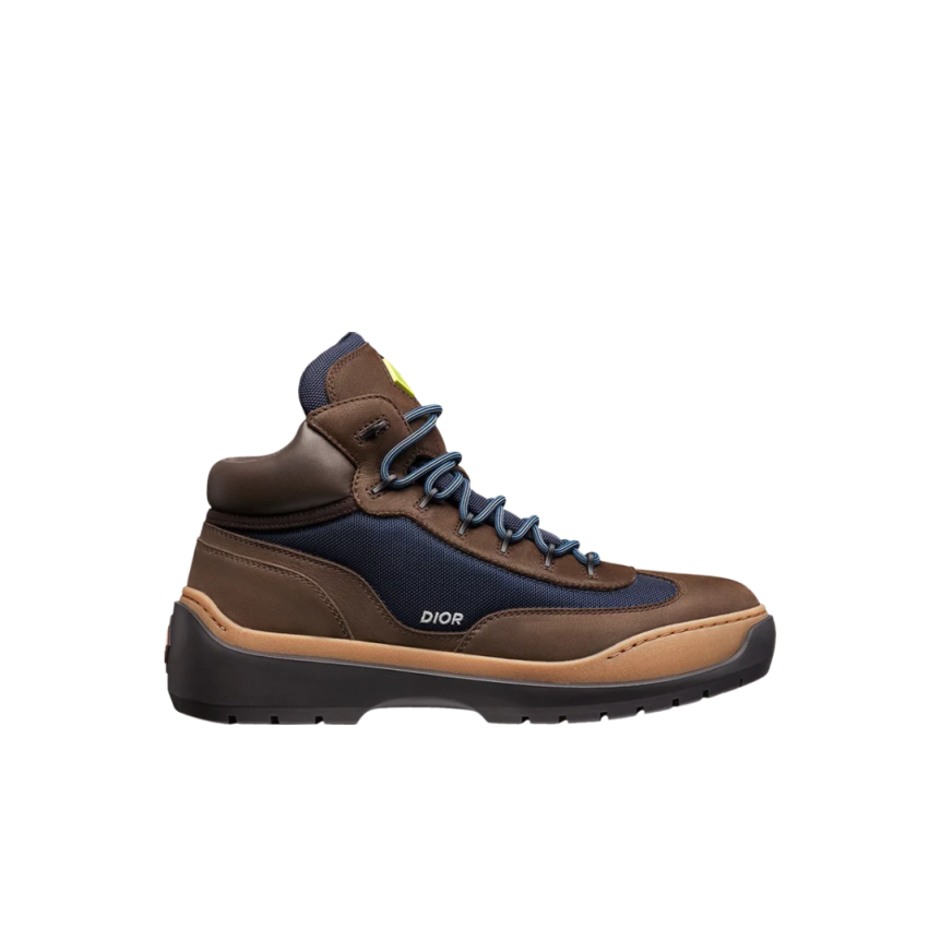 Boots à lacets DIOR cuir veau marron toile bleu marine