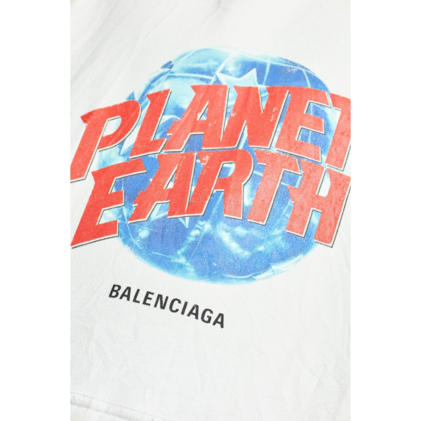 Sweat-shirt à capuche BALENCIAGA Hoodie coton blanc Planet Earth