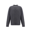 Pull col rond laine grise logo gomme manche