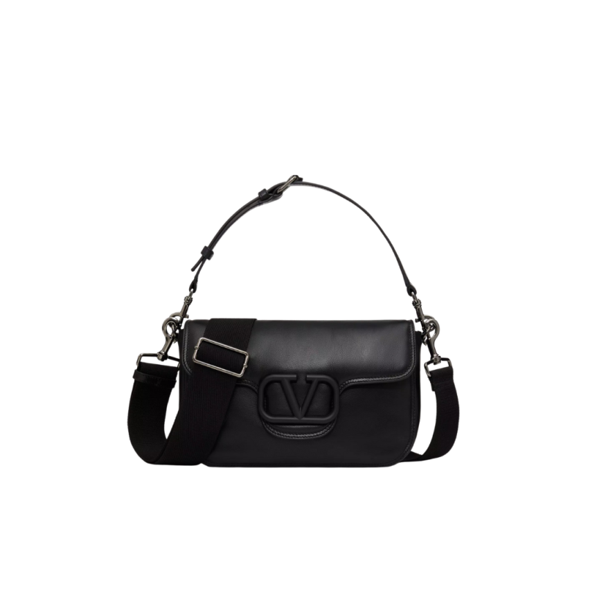 Sac porté épaule VALENTINO GARAVANI cuir nappa noir boucle V bandoulière