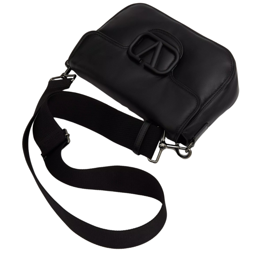 Sac porté épaule VALENTINO GARAVANI cuir nappa noir boucle V bandoulière