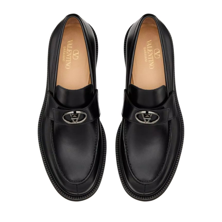 Mocassins VALENTINO VLogo Locker cuir veau noir