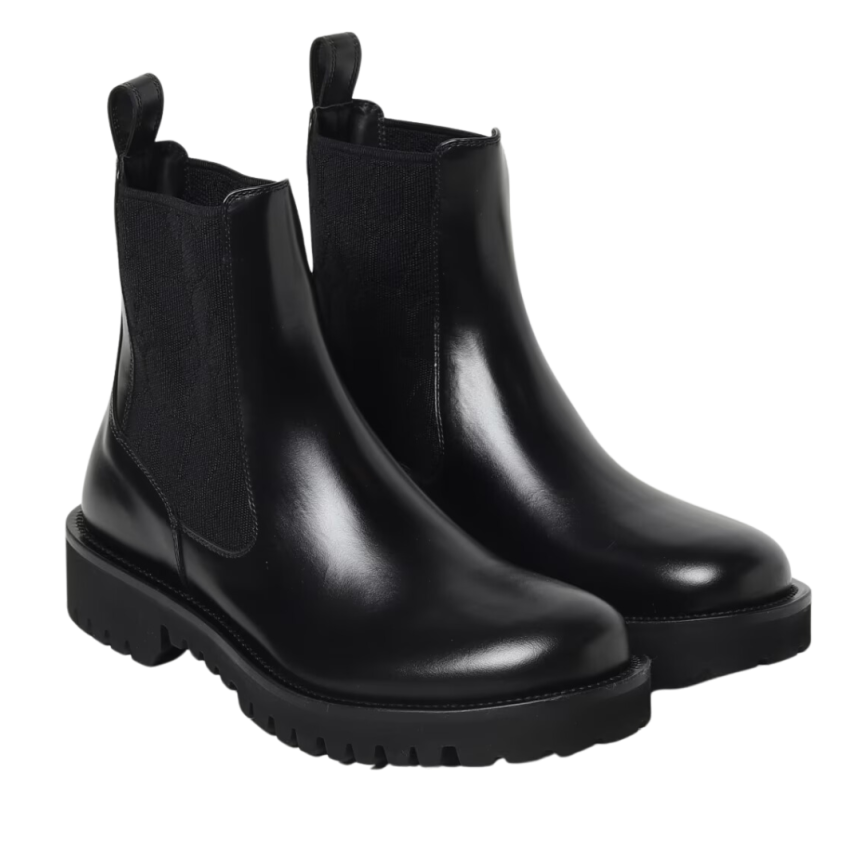 Boots VALENTINO Beatle cuir veau noir semelle crantée
