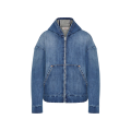 Veste sur chemise capuche denim jeans bleu doublé molleton gris